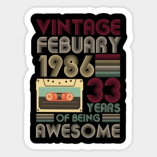 vintage february 1986 33 years gift Sticker